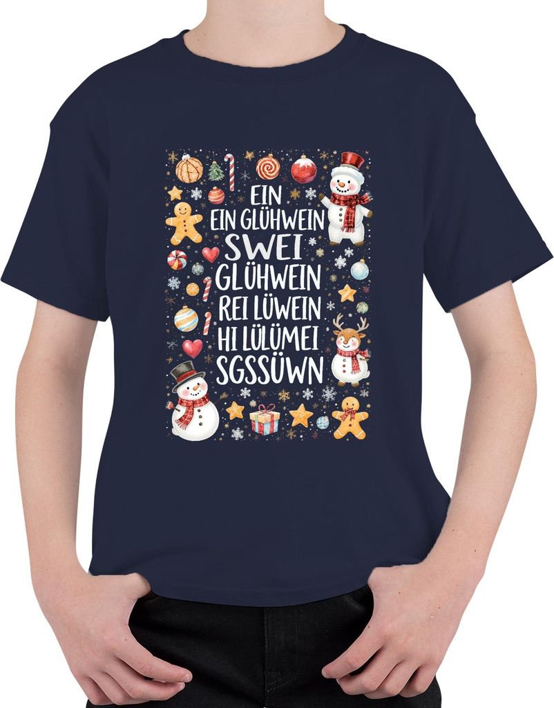 Ein Ein Glühwein Zwei Glühwein Rei Lülümei Weihnachten Geschenk Uni Kinder T-Shirt, Navy, 140