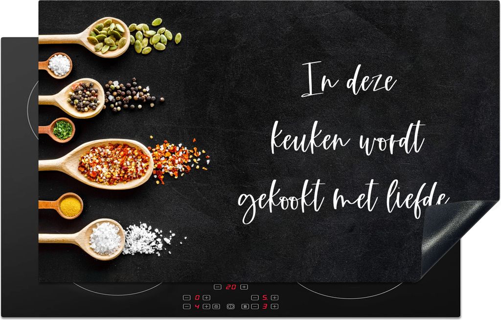 KitchenYeah Herdabdeckplatte Zitate - Küche - Sprichwörter - In dieser Küche wird mit Liebe gekocht - Liebe , 85x52cm, Küche Deko, Glaskerami...