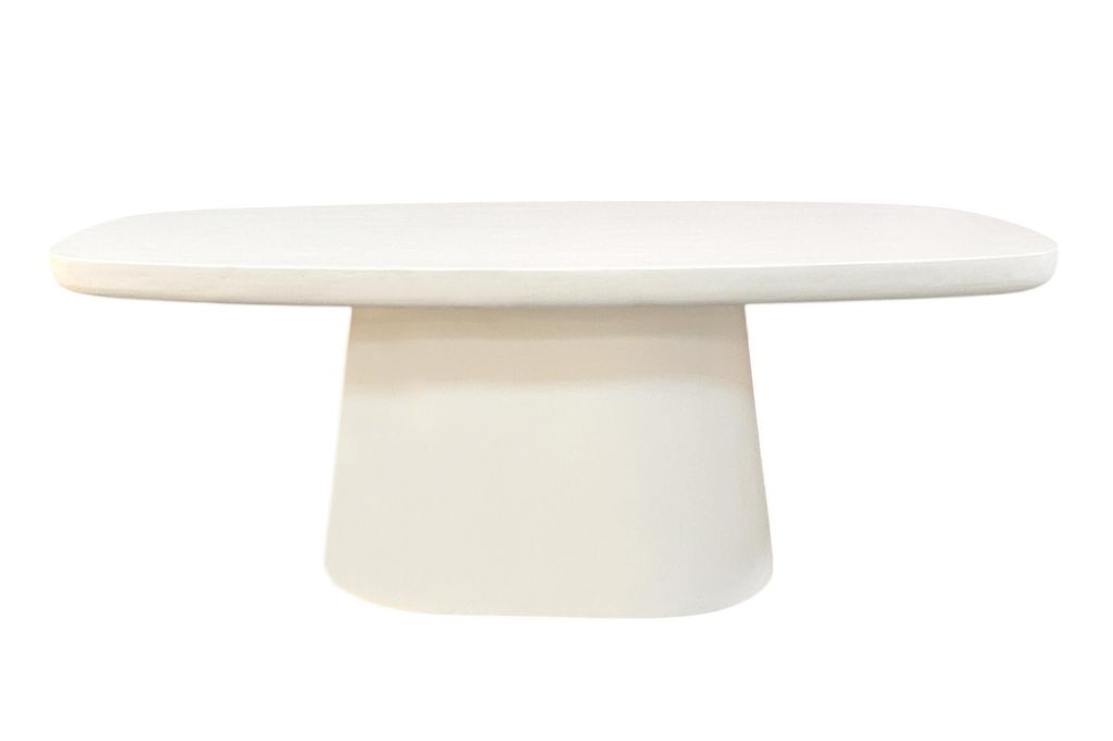 SIT Möbel Couchtisch | bootsförmige Tischplatte | Kalkputz naturweiß | B 122 x T 70 x H 46 cm | 14980-10 | Serie HOLVIK