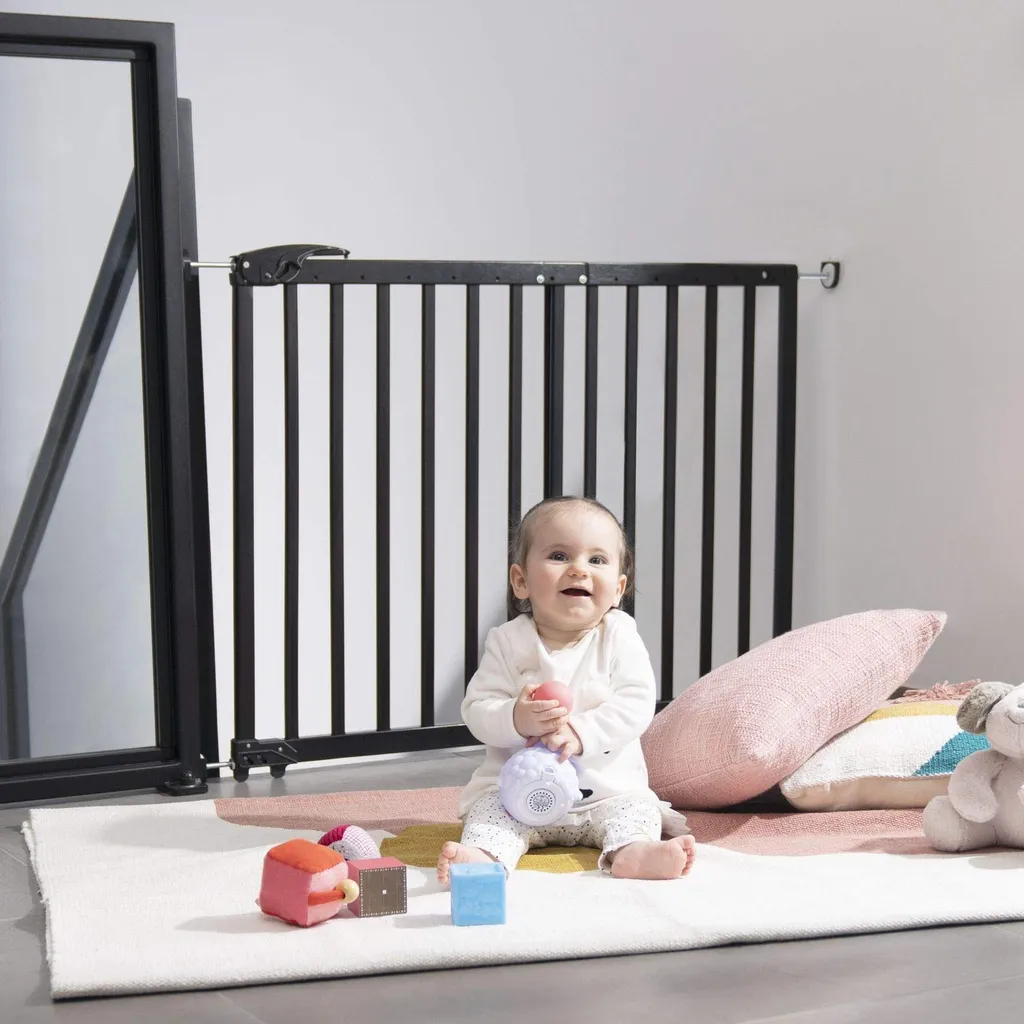 Barrière de Sécurité Enfant Extensible Noire Fixation Pression et Vis - 7