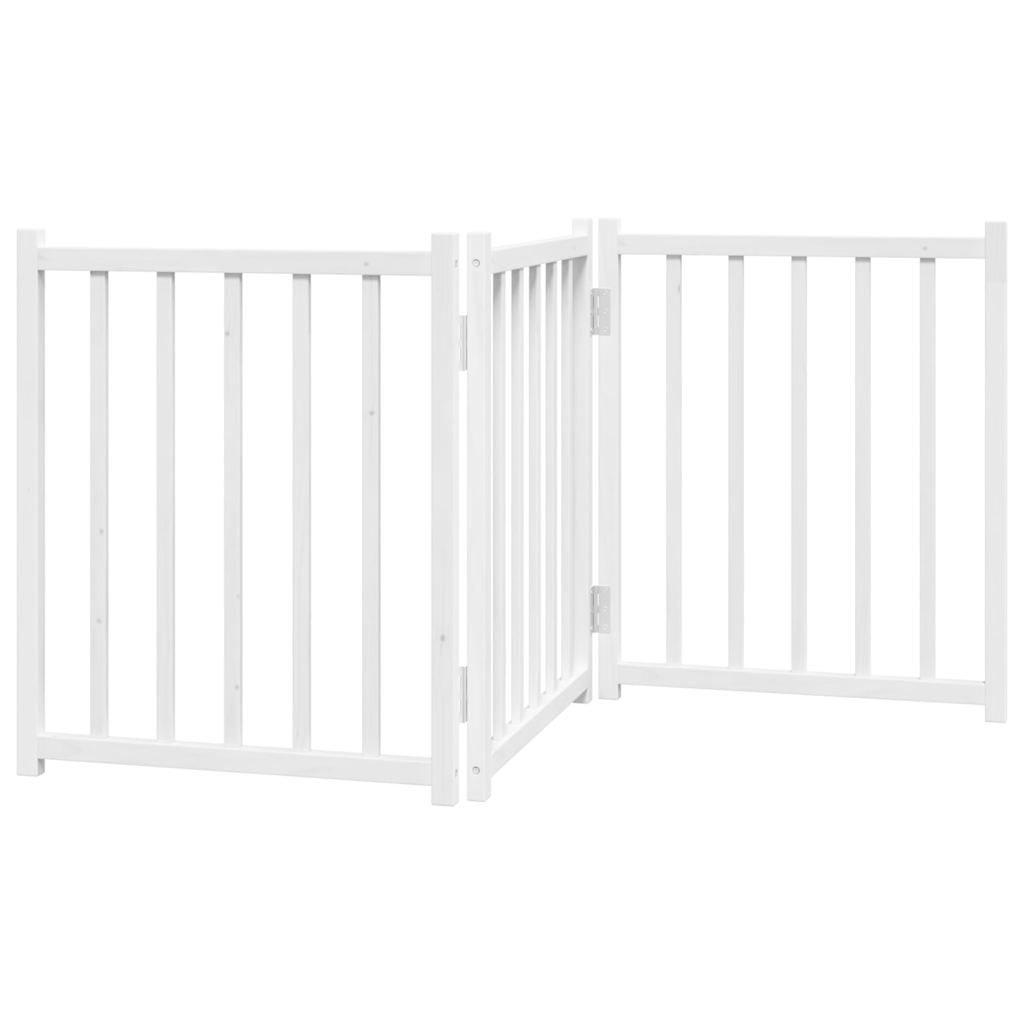 vidaXL 3-częściowa składana bramka dla psa biała 150 cm z Zdjęcie produktu 