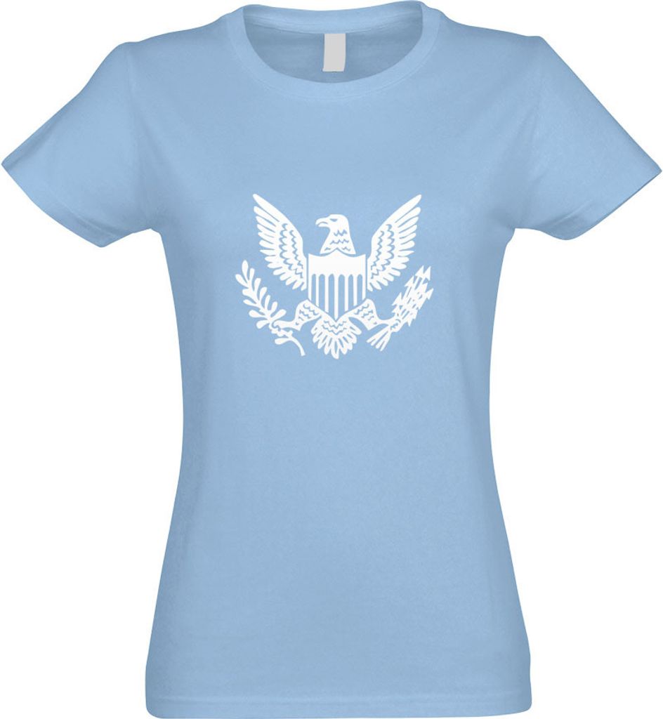 Kiwistar - T-Shirt tailliert - Damen - himmelblau - Großes Siegel Vereinigten Staaten - mit Motiv Bedruckt - Funshirt Design - Sport - Freizeit - ...