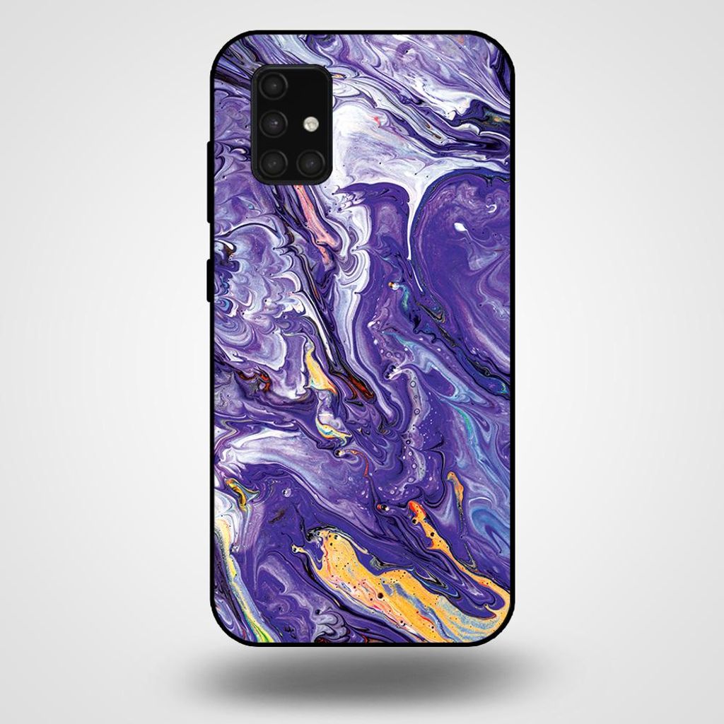 Smartphonica Handytasche für Samsung Galaxy A71 5G mit Marmordruck - TPU Rückseite Fall Marmor Design - Gold Lila