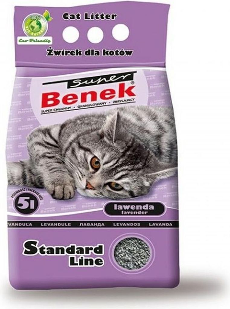 Super Benek Standard Line Lawender - klumpende Katzenstreu mit Lavendelduft 5L (3-er Pack)