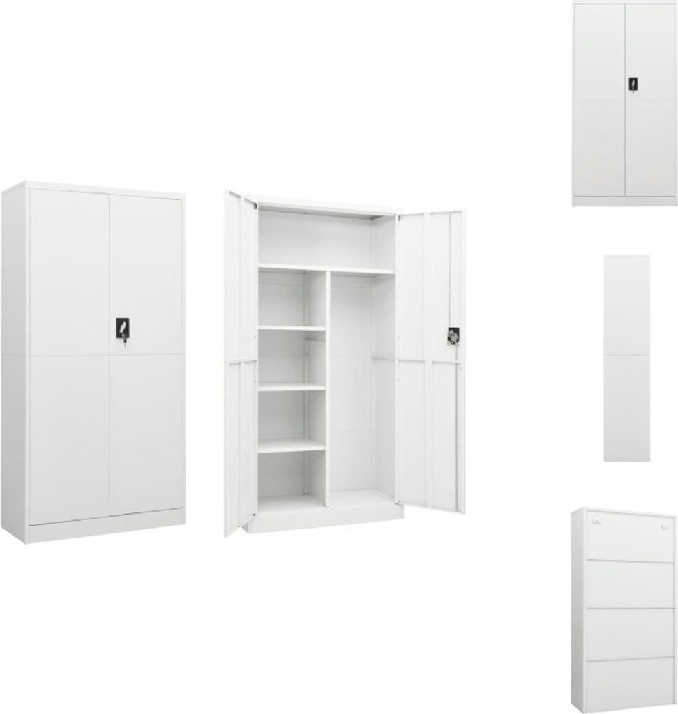 vidaXL Schließfachschrank Weiß 90x40x180 cm Stahl - Aktenschränke