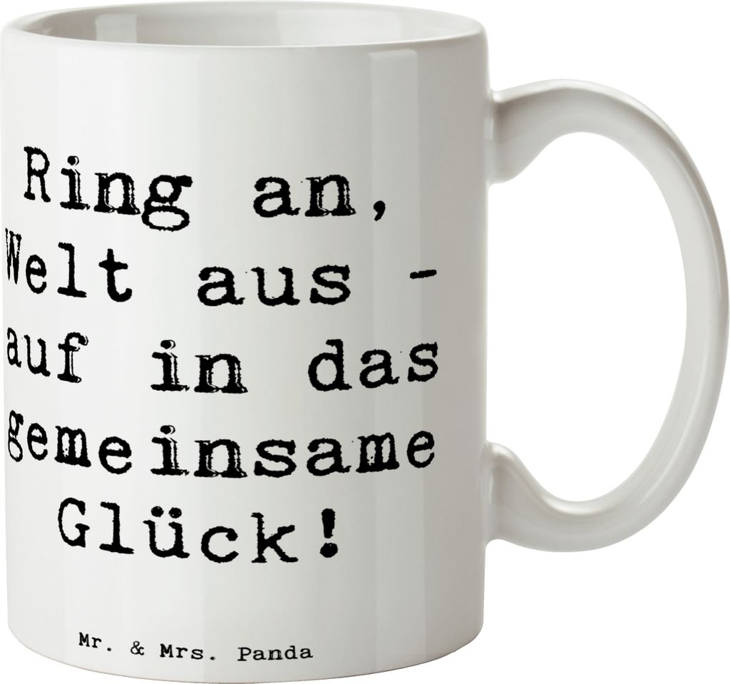 Mr. & Mrs. Panda Kaffeebecher Spruch Verlobung Glück - Weiß - Geschenk, Becher, Heirat, Kaffeetasse, Trinkbecher, Teetasse, Liebe feiern, Geschen...