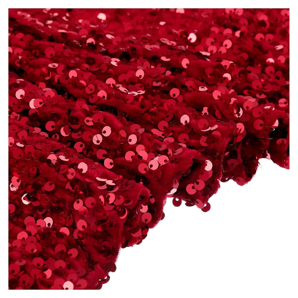 Paillettenstoff, rot, 2 m lang, 1,9 m breit, Samt, Netzstoff, glitzernde Pailletten, Nähen für Bastelarbeiten, Kleidung, Dekoration