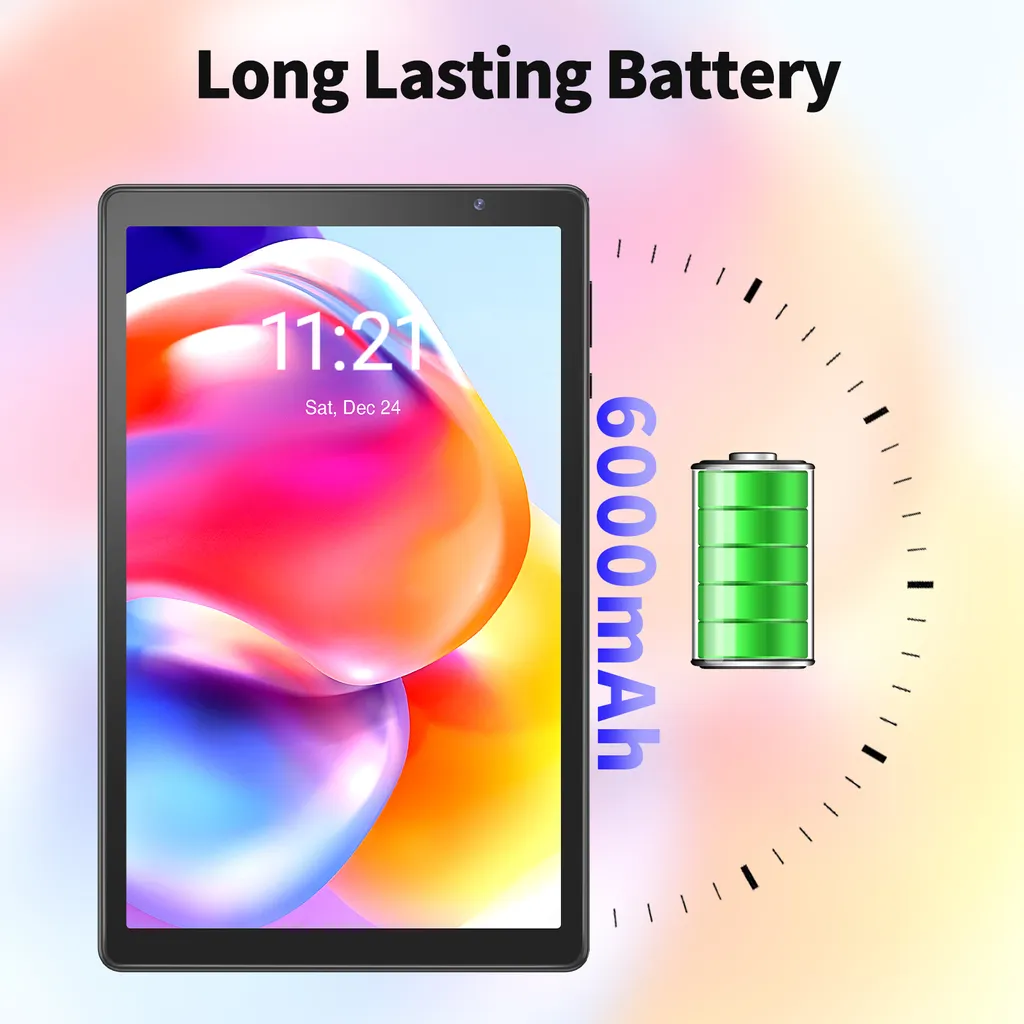 PRITOM Tablette 10 pouces Android 12 avec 32Go ROM et Coque Grise - 8