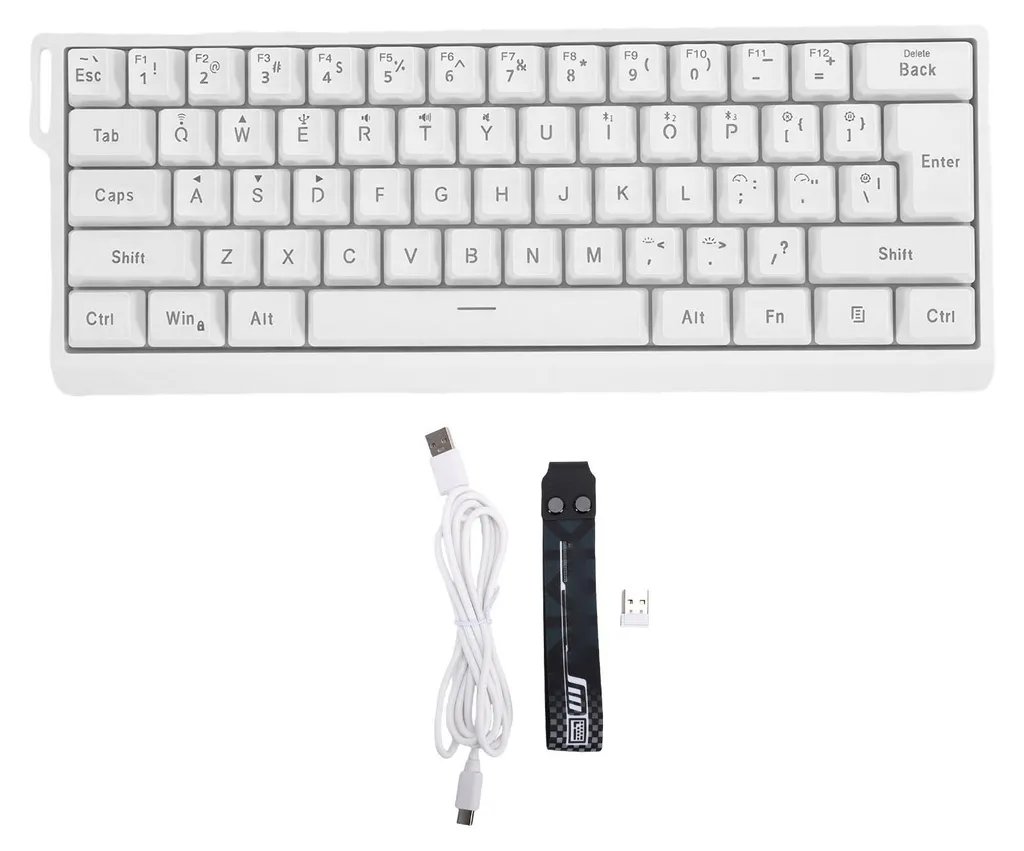 Clavier mécanique gaming pour setup blanc Bluetooth sans fil 61 touches