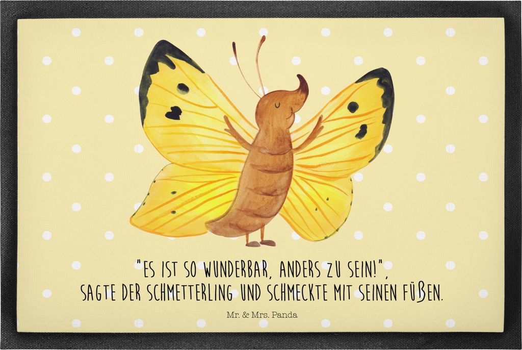 Mr. & Mrs. Panda flurmatte Schmetterling Zitronenfalter 60 x 90 cm - Gelb Pastell - Geschenk, Eingangsmatte, Außergewöhnlich, Bodenvorleger, Lust...