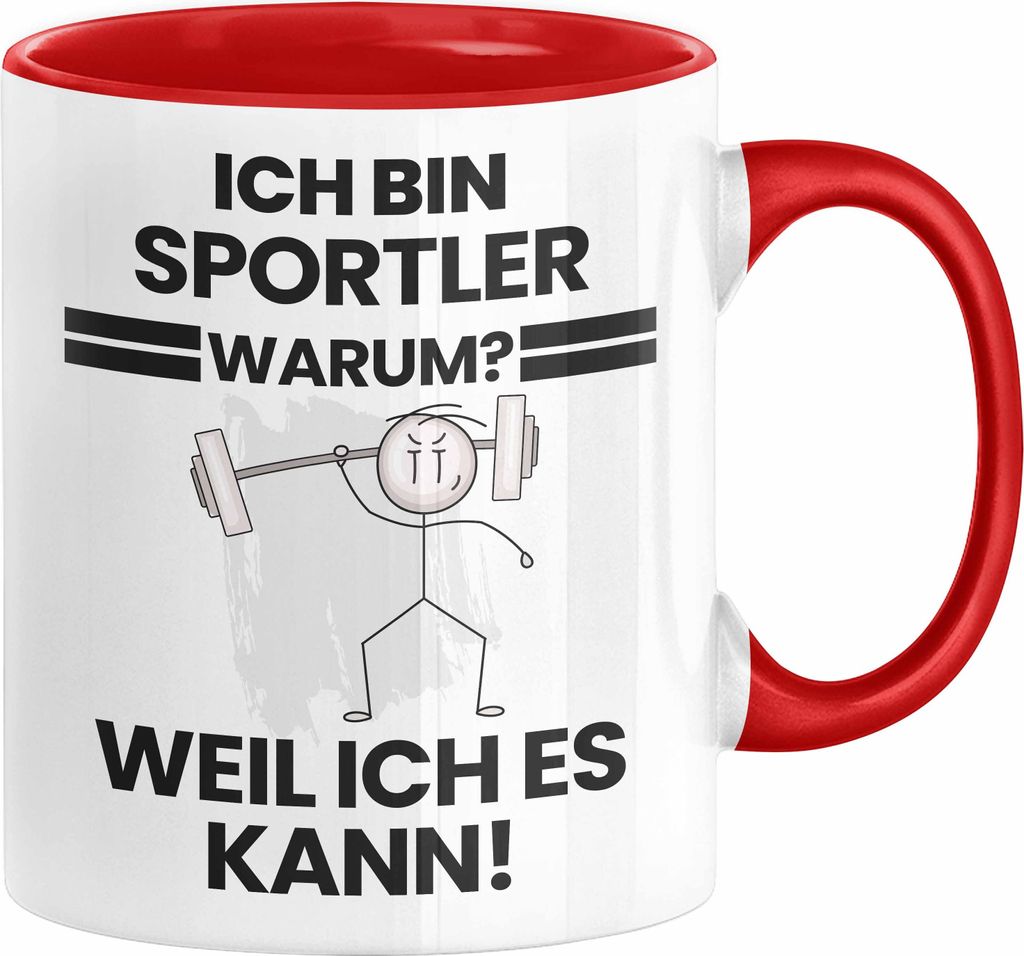 Sportler Geschenk Tasse Lustiger Spruch Ich Bin Sportler Warum Weil Ich Es Kann Geschenkidee Bester Sportler Geburtstag Kaffee-Becher (Rot)