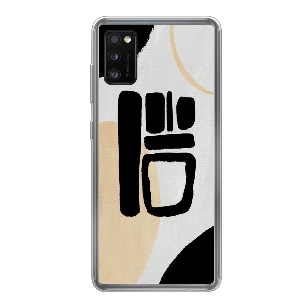 MuchoWow Handyhülle Schutzhülle Hülle für Samsung Galaxy A41 Schwarz - Kreis - Abstrakt Silikon Softcase Handy Hülle - Mobiltelefon