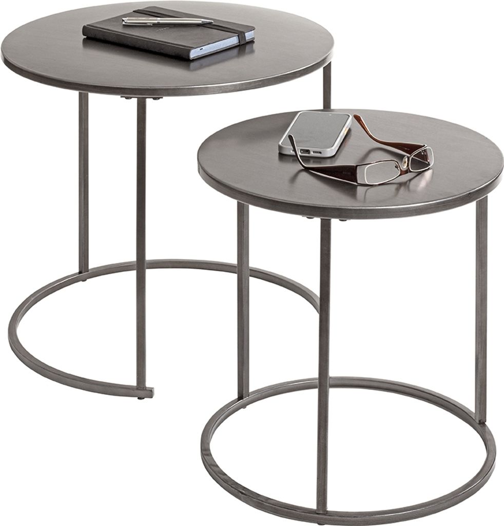 Beistelltisch >55888< (2er Set) in anthrazit, Metall - 43x40cm (HxD)