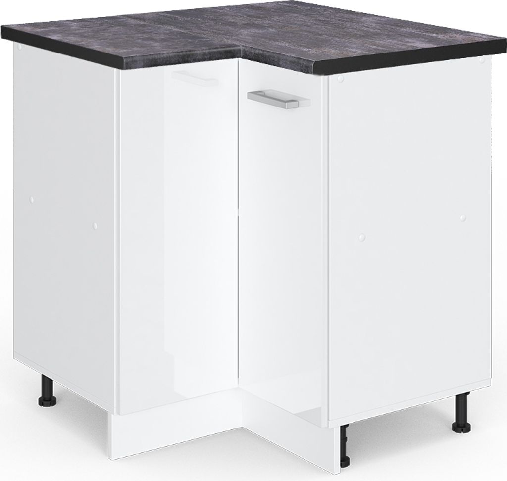 Eckunterschrank Vicco R-Line Weiß Hochglanz 75.6 cm , AP Produktbild 