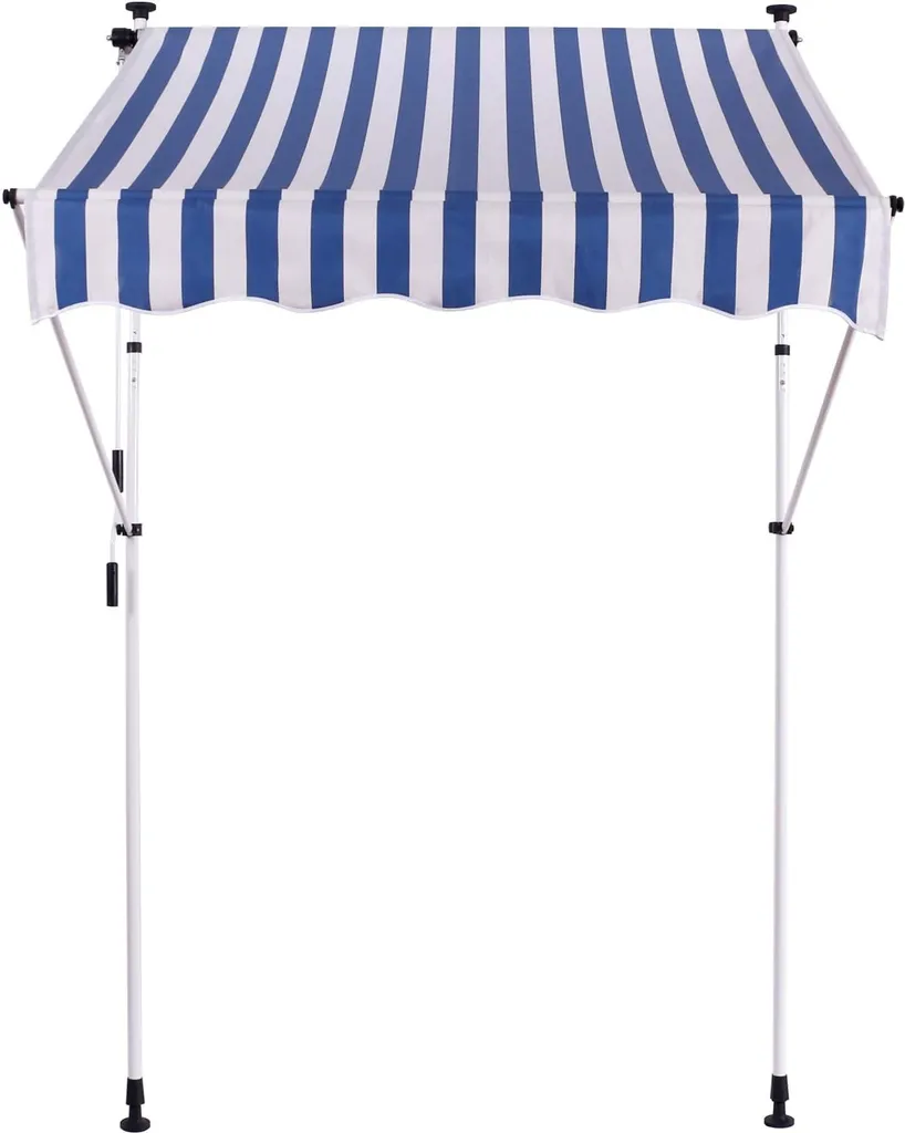 Store manuel 350x120 cm à rayures avec fixation par pression réglable