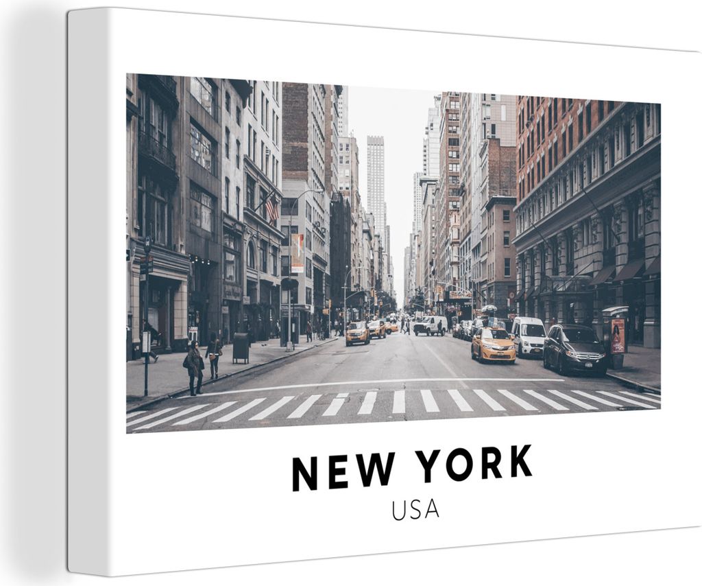 OneMillionCanvasses - Leinwandbilder - 140x90 cm, New York - Straße - Auto, Wandbilder Kunstdruck Wanddekoration - Foto auf Leinwand - Gemälde ...