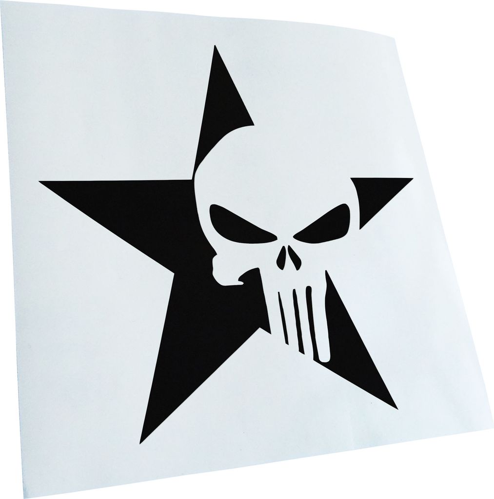 Kiwistar - Autoaufkleber - US Punisher Stern Star Heckscheibe - Aufkleber für Auto Kfz Fahrrad, LKW, Truck Mofa