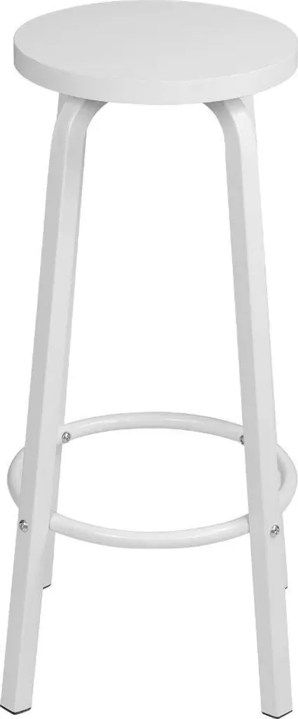 Tabouret de bar 72 cm inox et assise MDF chêne clair - Ensemble de 2