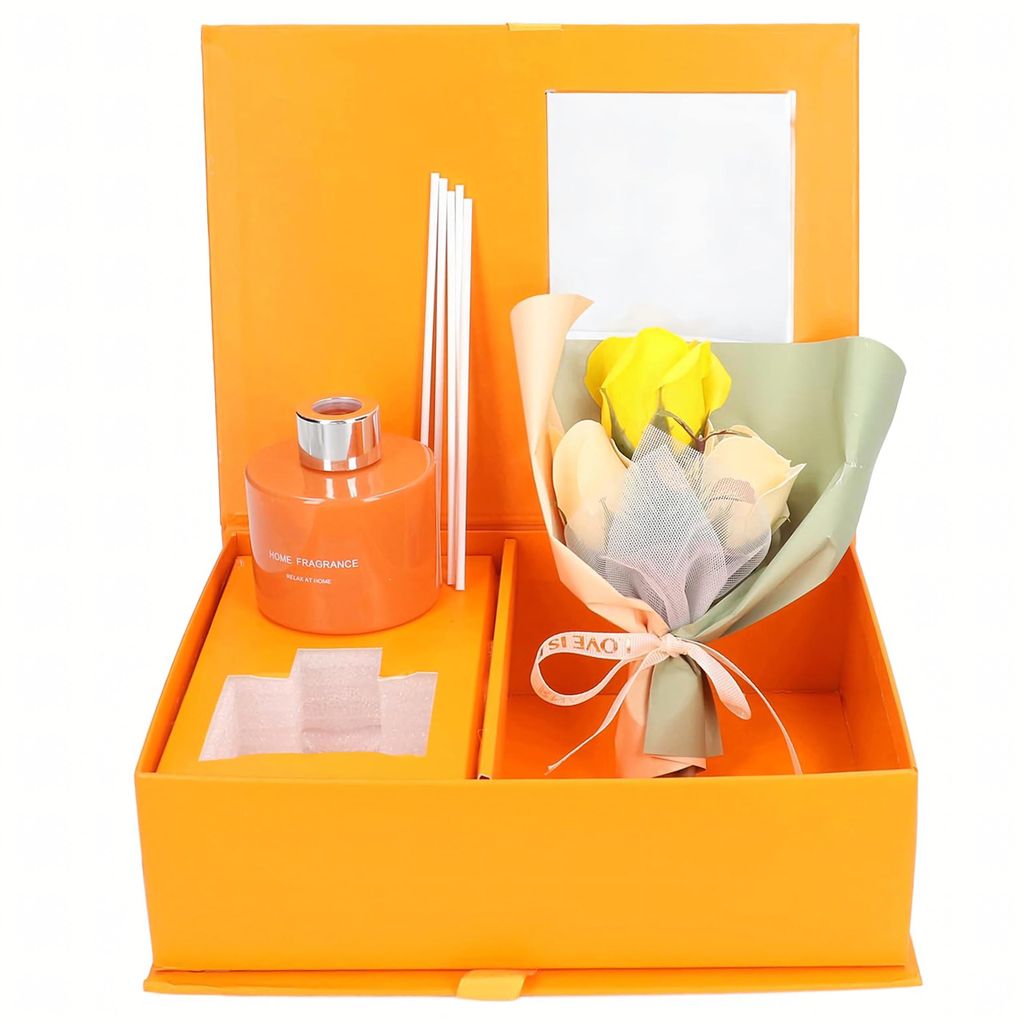 Geschenkset mit Rosen-Diffusor, Seife und Rosen – Geschenk zum Frauentag oder Valentinstag