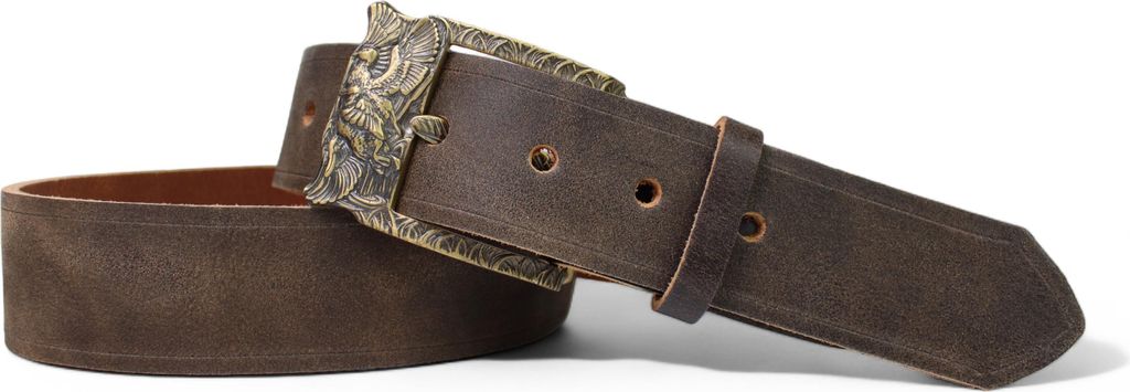 EDELTRACHT Trachtengürtel mit massiver Messingschnalle, Art Cast, 4 cm, florale Dornschnalle