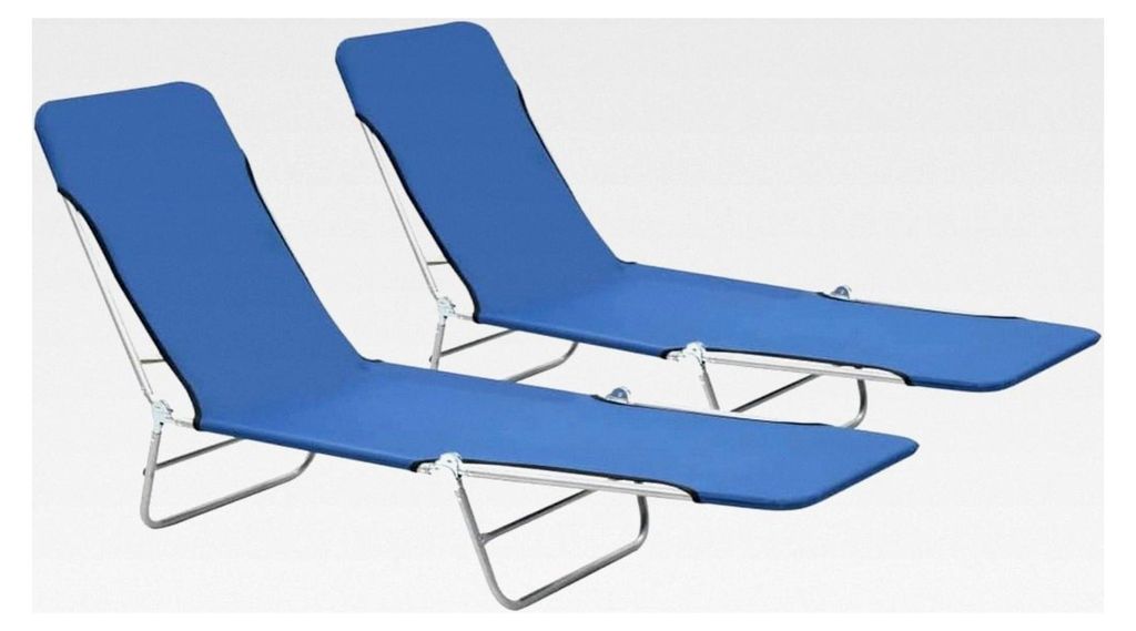 2 Stück Klappbare Sonnenliege Blau Gartenliege Liegestuhl Relaxliege