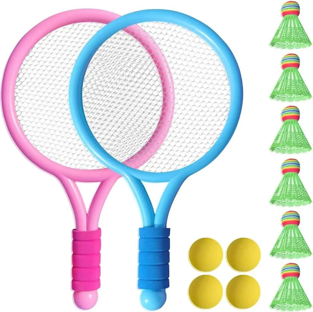 Set de badminton enfant intérieur extérieur avec volants d'entraînement