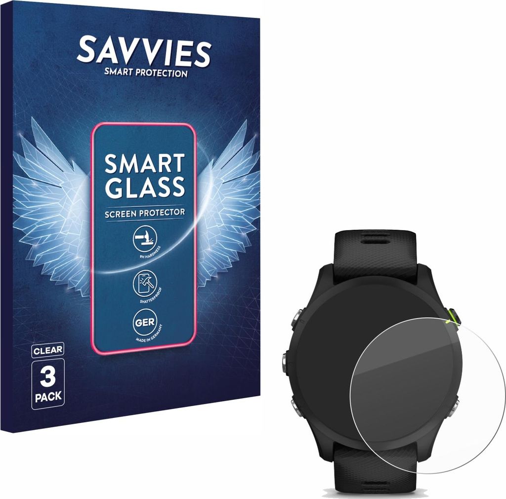 3x Savvies Schutzglas Folie für Garmin Forerunner 255 / 255 Produktbild 