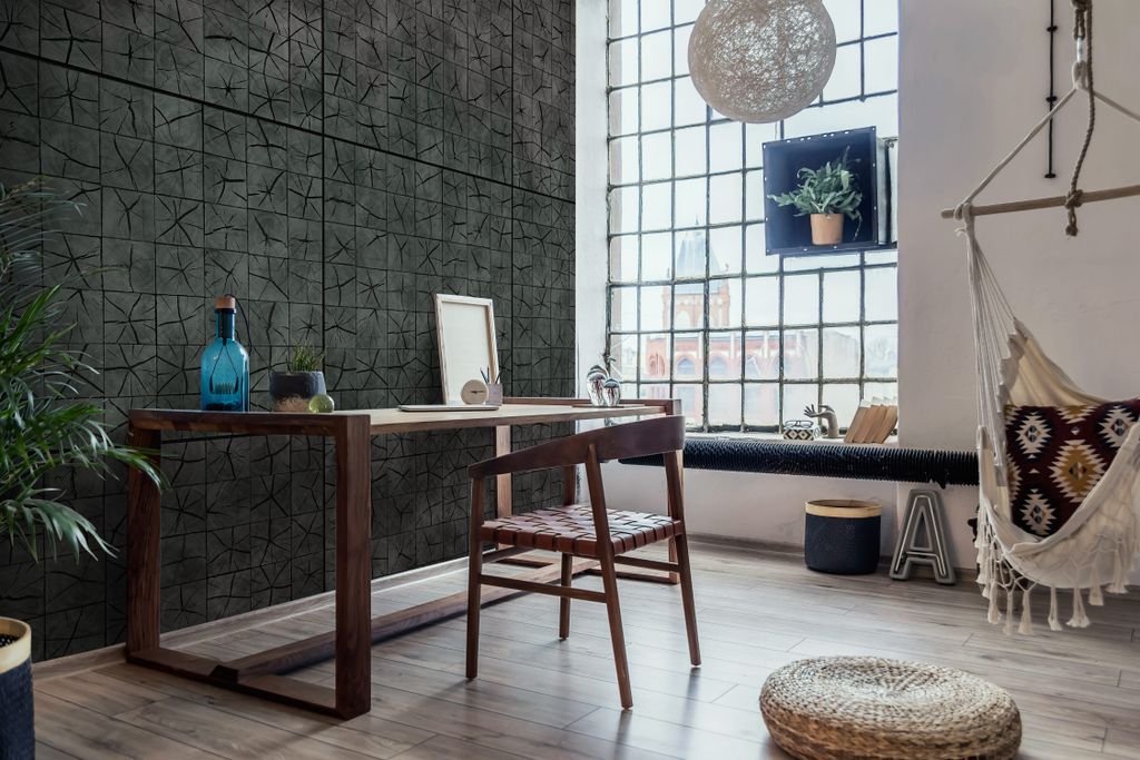NEWROOM Tapete Grau Vliestapete Quadrate - Mustertapete Modern Anthrazit Schwarz Vierecke Streifen