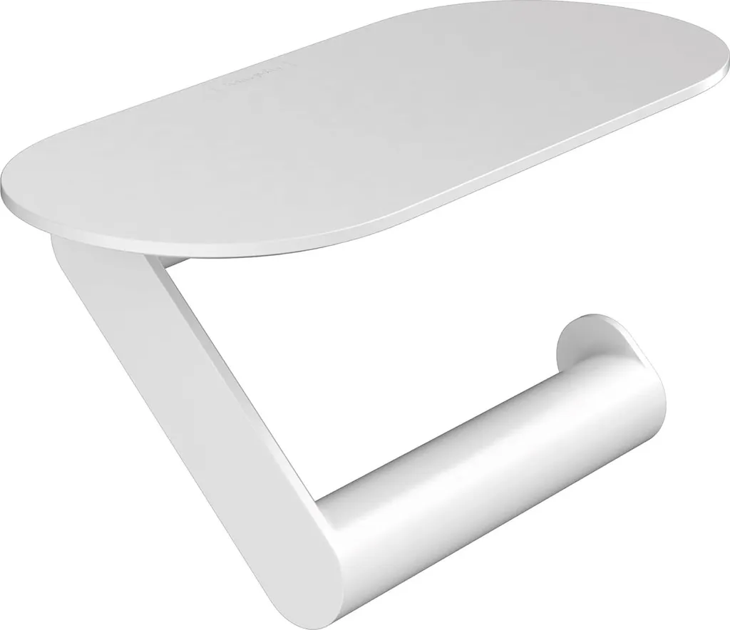 Dévidoir papier toilette blanc mat avec tablette de rangement murale
