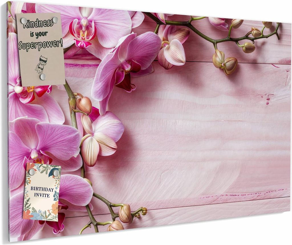 Magnettafel 60x40cm magnetisch & beschreibbar Metall-Board - Orchideen Holz Hintergrund