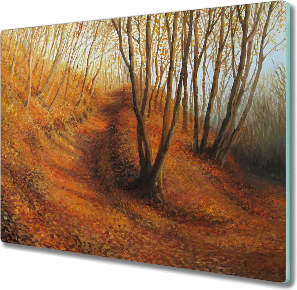Coloray Schneidebrett Herdabdeckplatte 60x52 cm Kochplattenabdeckung Hackbrett Küchenbrett - Blätter Wald Herbst