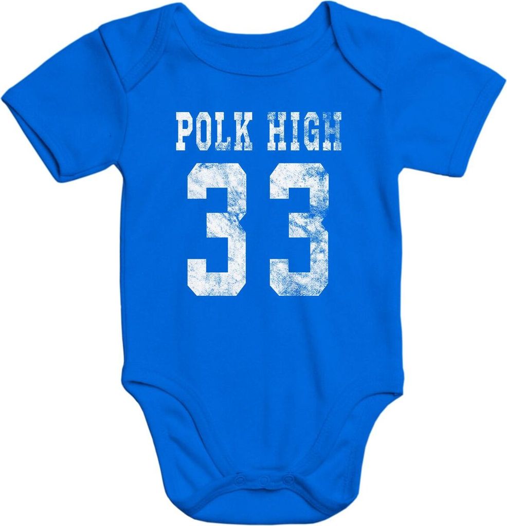 Baby Body Baby Polk High Trikot Football 90er Fasching Karneval lustig Moonworks blau 6-12 Monate