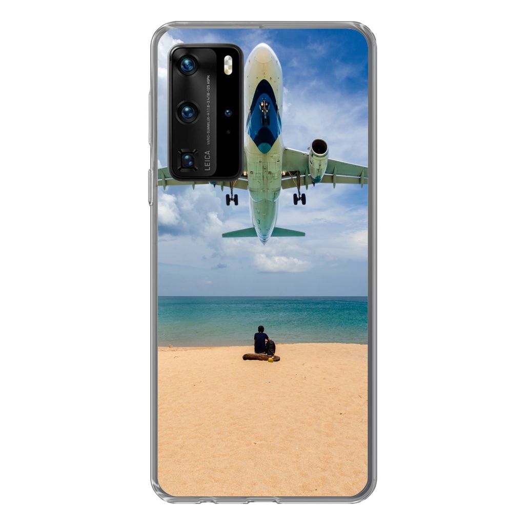 MuchoWow Handyhülle Schutzhülle Hülle für Huawei P40 Pro Strand - Meer - Flugzeuge Silikon Softcase Handy Hülle - Schutz