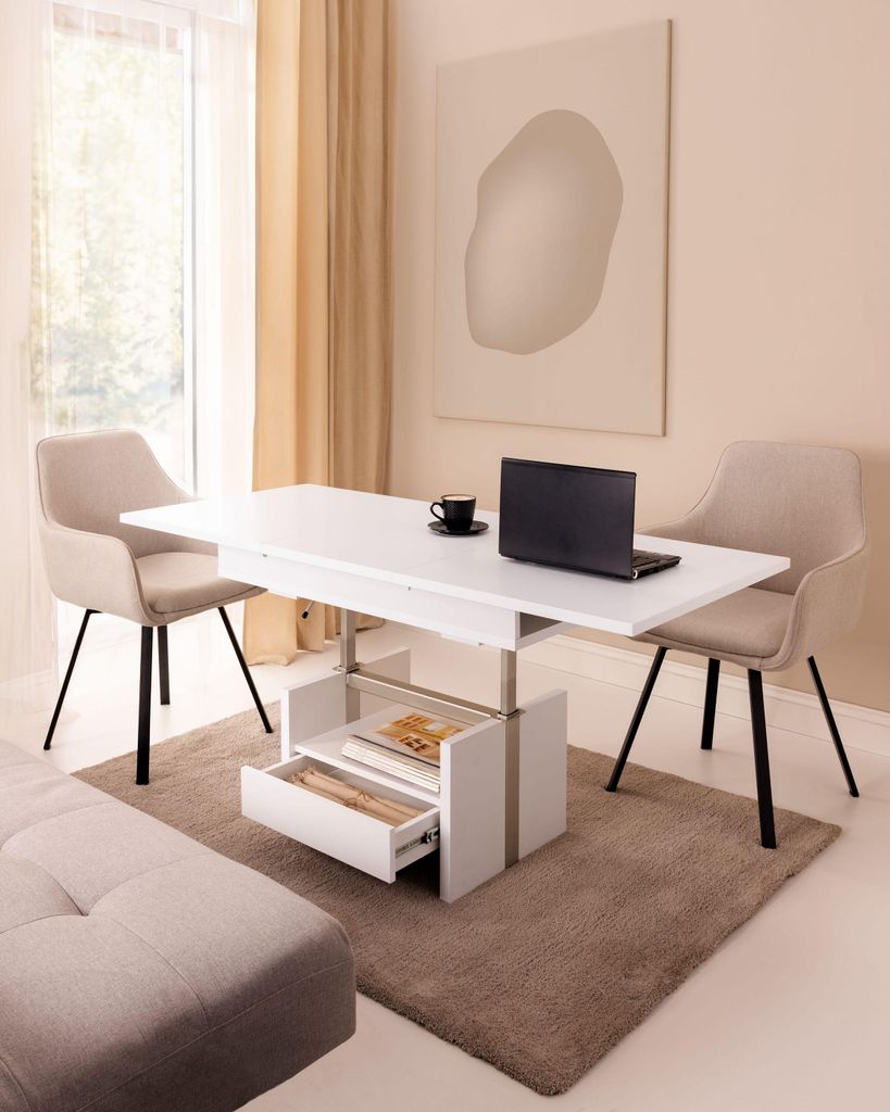 Design Couchtisch WM-1 höhenverstellbar ausziehbar Esstisch Schublade