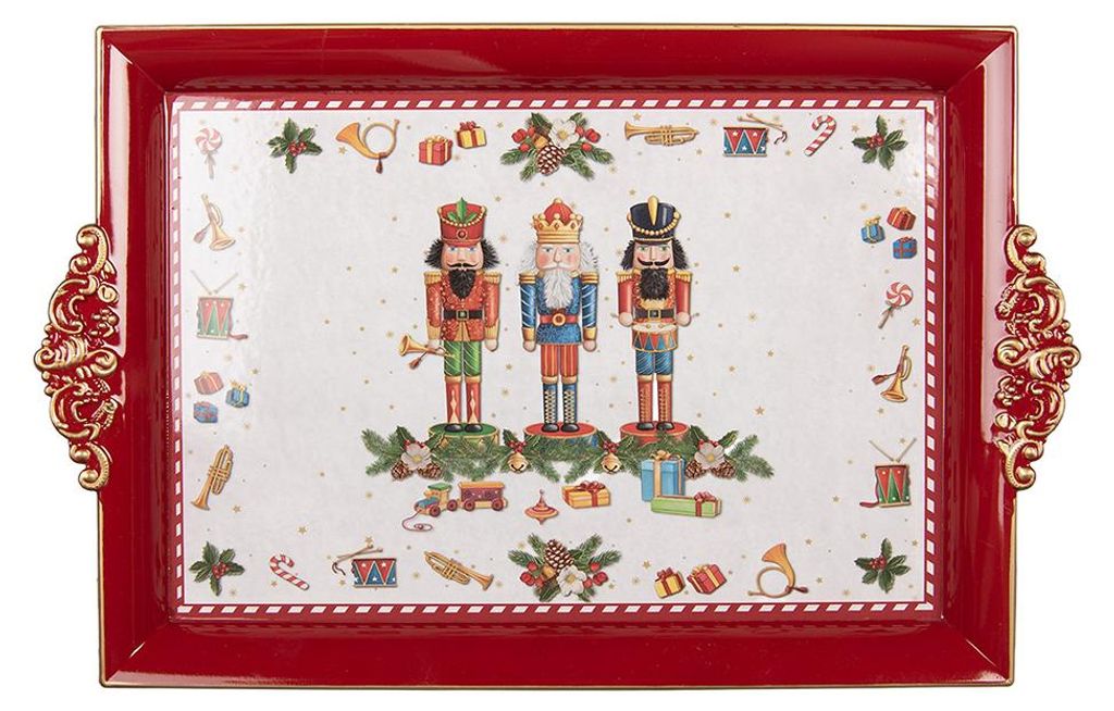 Clayre & Eef Tablett 41x26x3 cm Rot Kunststoff