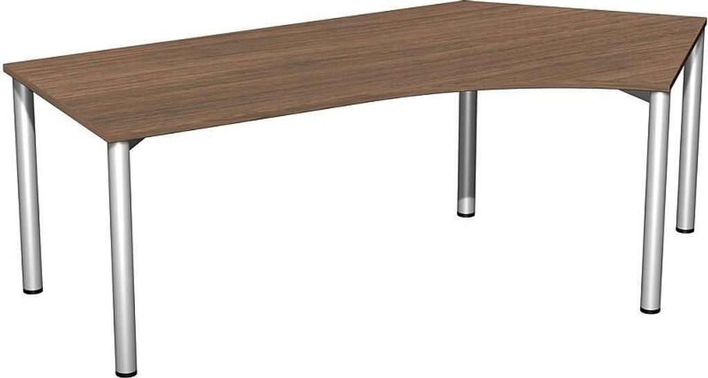 Gera Winkel-Schreibtisch 4 Fuß Flex 135° rechts 2166x1130mm onyx nussbaum nussbaum-silber-ohne Kabelspirale-ohne PC-Elektrifizierung-ohne CPU-Halter