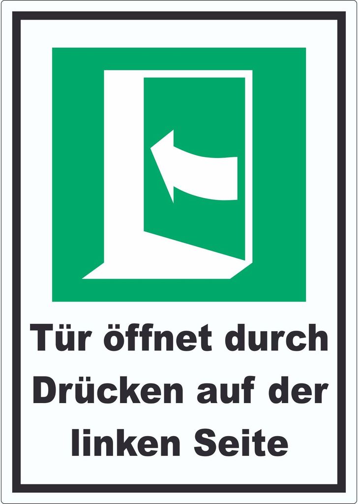 Tür öffnet durch Drücken auf der linken Seite Aufkleber A7 (74x105mm)