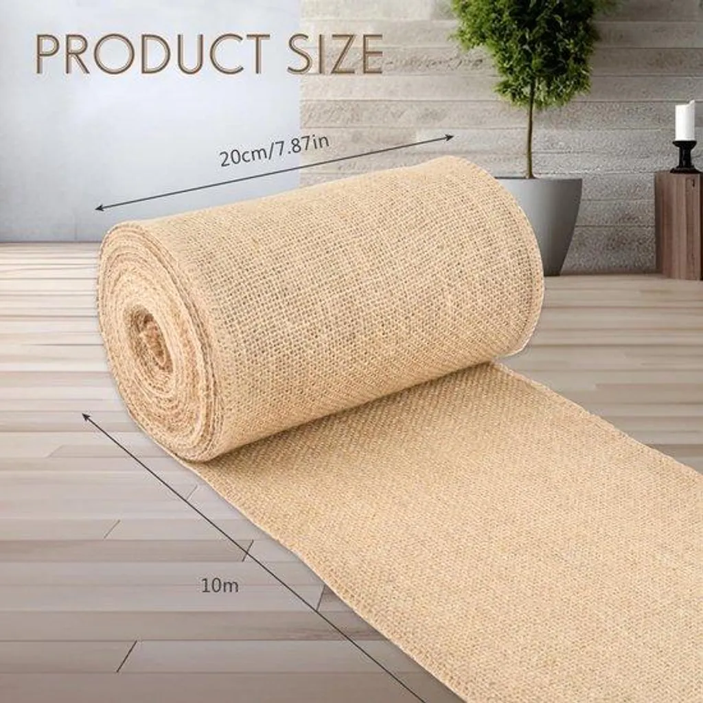 Nappe jute 10m : Décoration de table sans pli pour mariage champêtre
