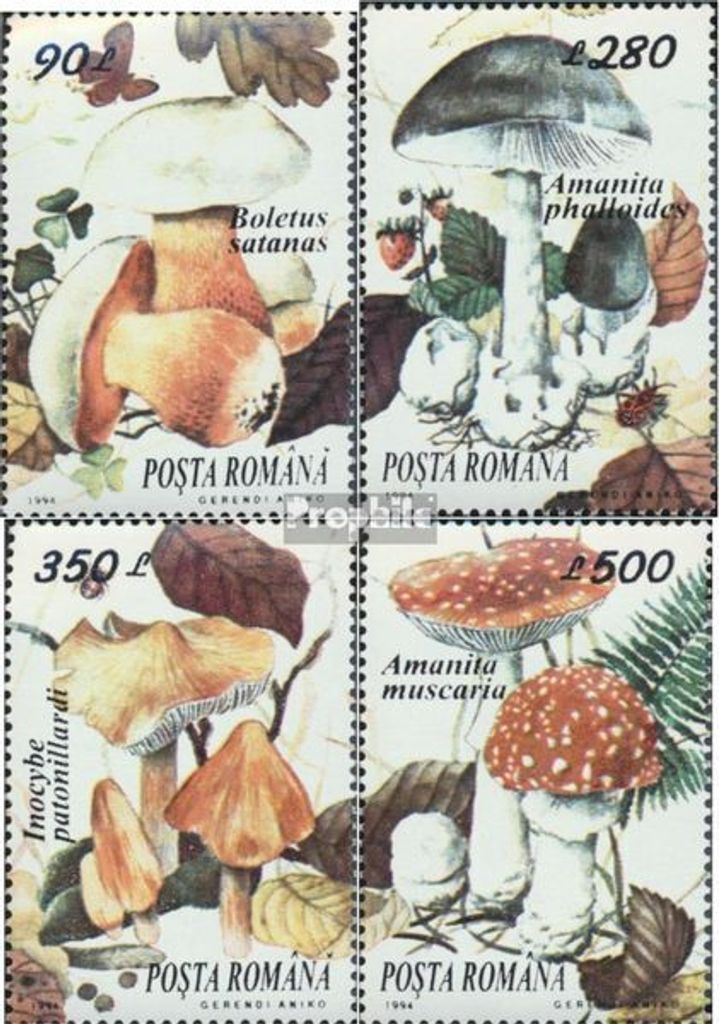 Briefmarken Rumänien 1994 Mi 5009-5012 (kompl.Ausg.) postfrisch Eßbare und giftige Pilze