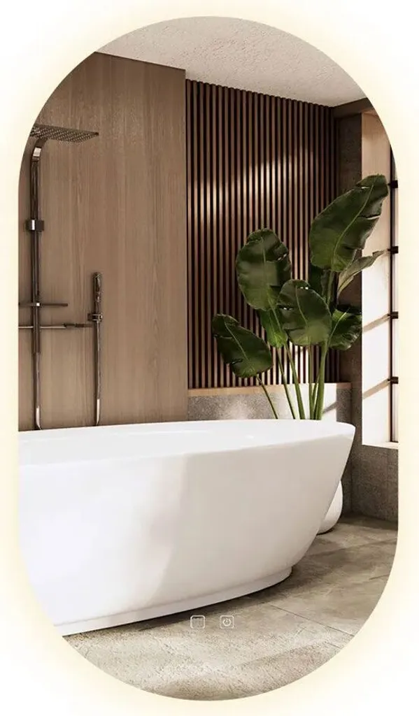 Miroir LED Tutumi P11428 Egg 60x80cm Gris - Miroir Mural Lumineux Moderne