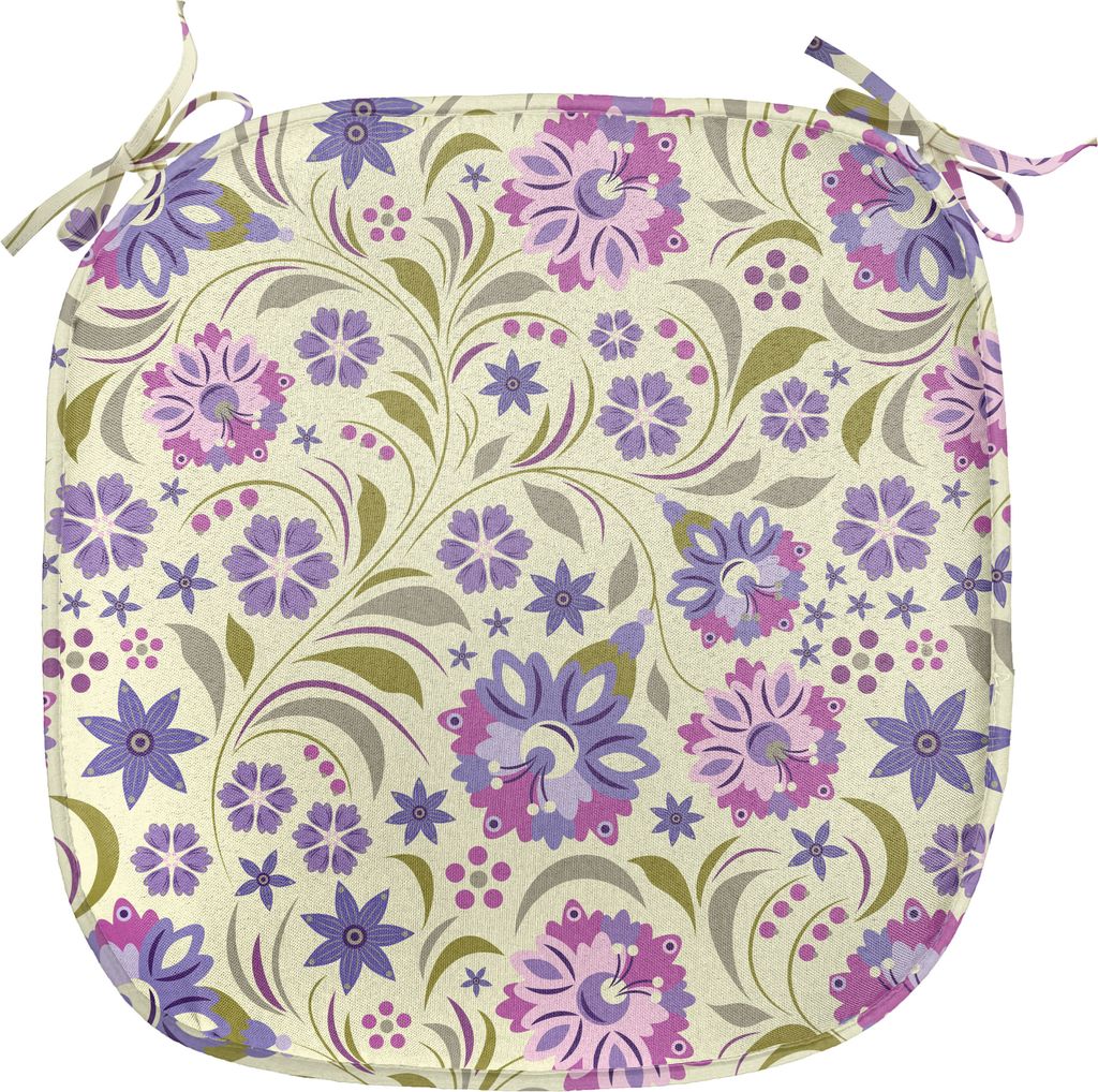 ABAKUHAUS Garten Kunst Polster für Esszimmerstühle, Blasses getontes Muster, Dekoratives wasserfestes Kissen mit Riemen für Küchensitze, 40 cm ...