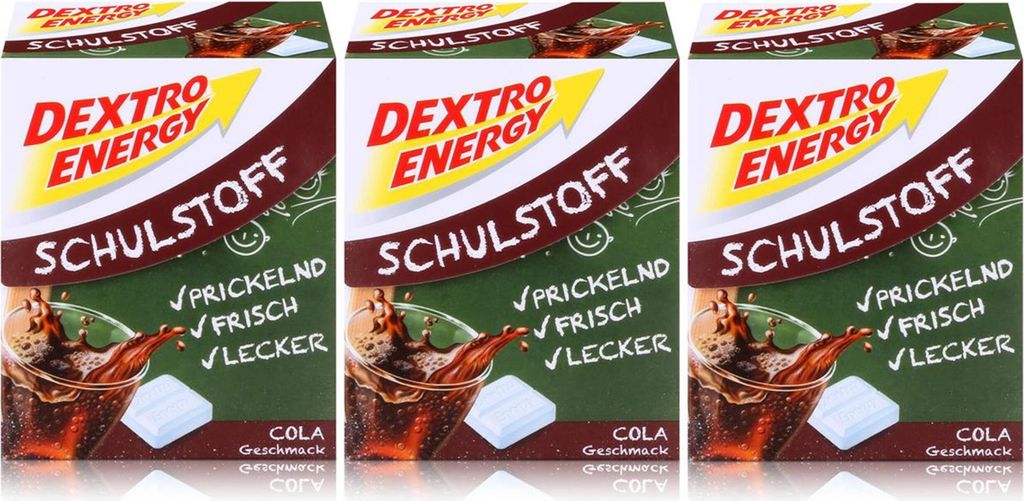 Dextro Energy Schulstoff Traubenzucker Cola Geschmack 50g (3er Pack)