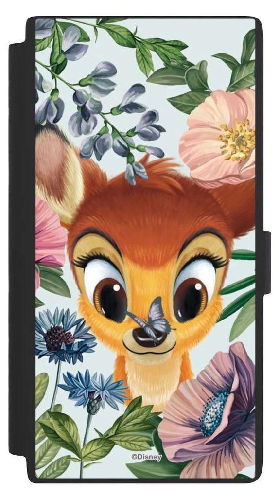 NIVOCASE Klapphülle für Samsung Galaxy S24 Ultra Handyhülle aus Kunst Leder NIVOflip schwarz Bambi Blumen Disney