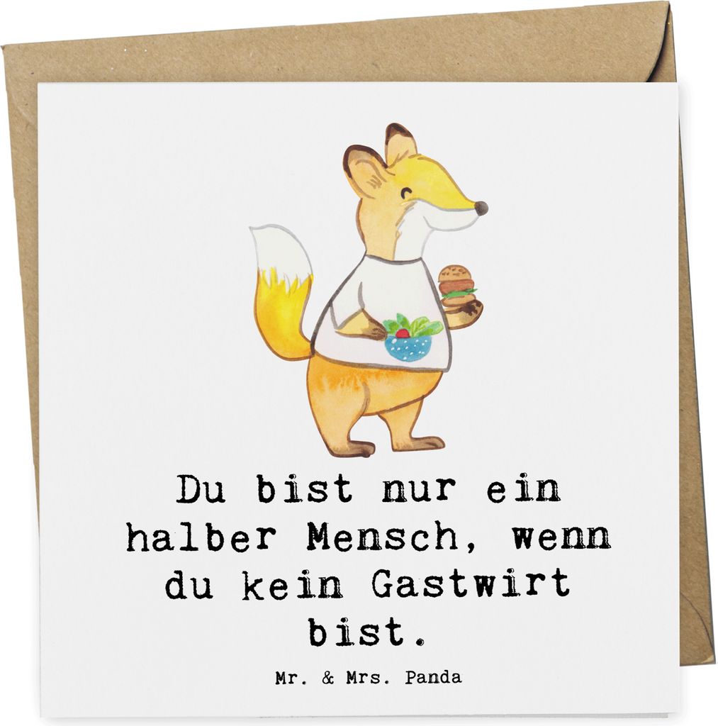 Mr. & Mrs. Panda Glückwunschkarte Gastwirt Herz - Weiß - Geschenk, faltkarte, Kneipe, doppelkarte, Gaststätte, anlasskarte, Bar, Grußkarte, Kla...