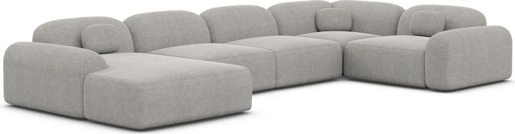 Strukturstoff U-Form XL Wohnlandschaft Nuvia Hellgrau Links
