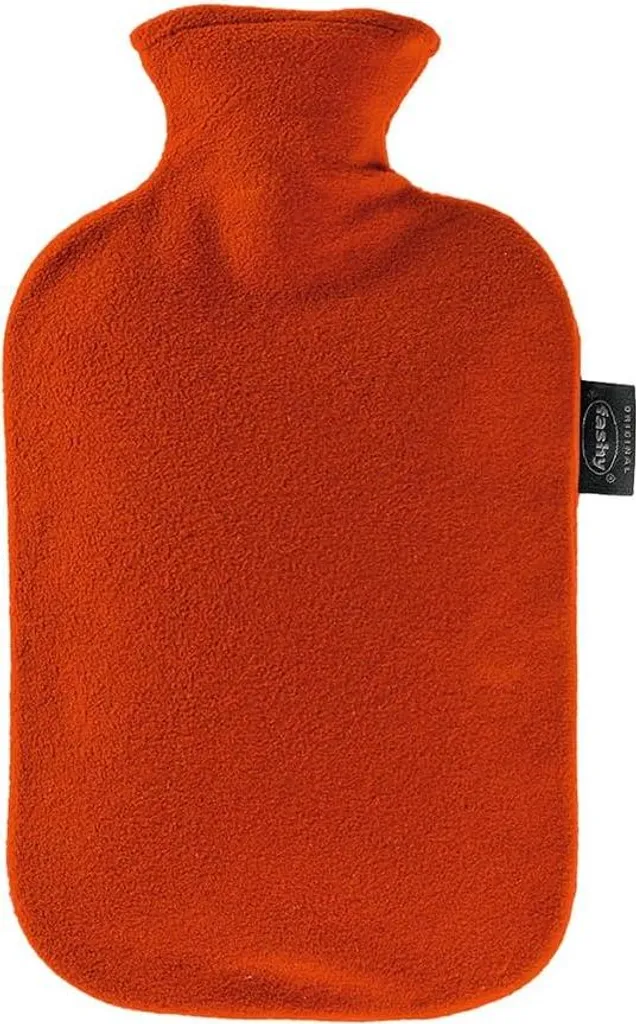Bouillotte à eau 2L avec housse douce en polaire rouge pour l'hiver