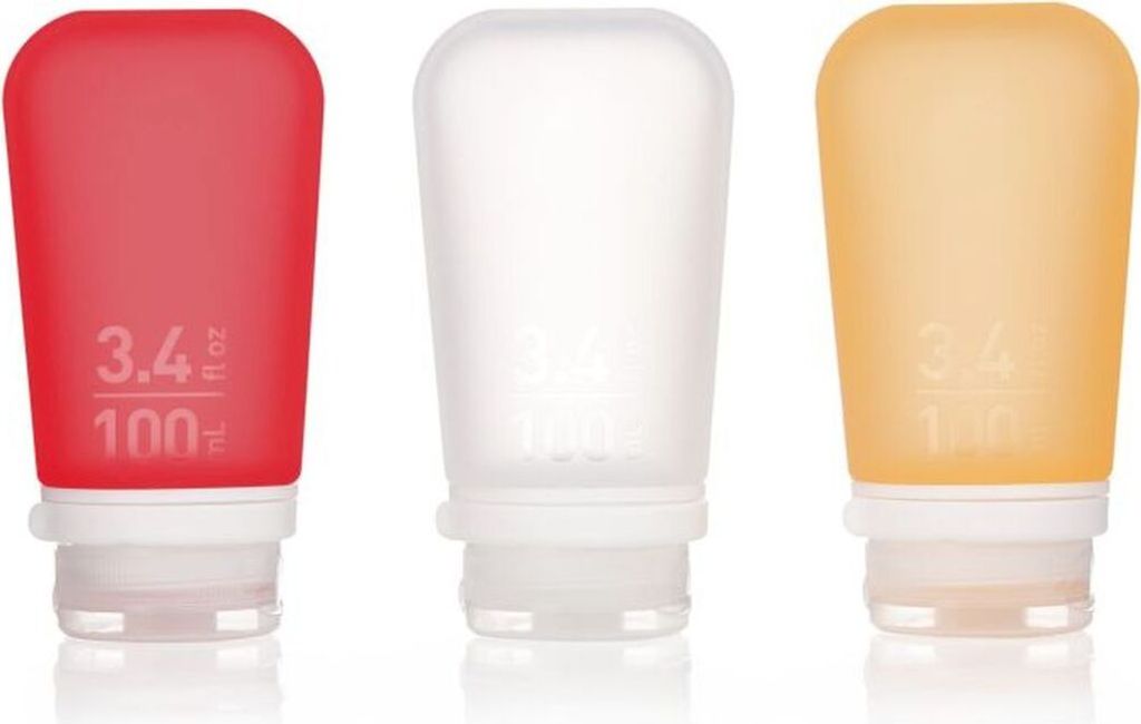 humangear 'GoToob+' 3er Pack, 100 ml, transp./rot/orange