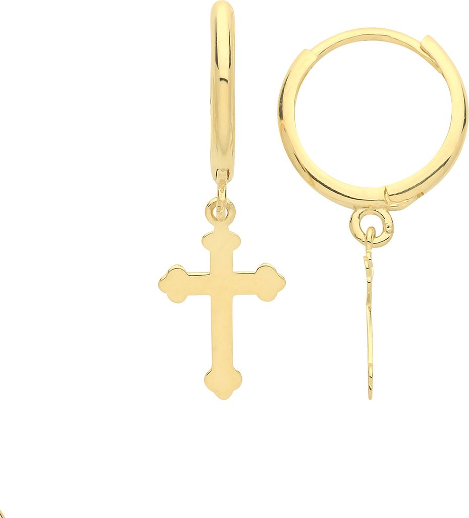 Boucles d'Oreilles Femme Croix Or 375/1000 - 22mm*7mm; Image du produit 