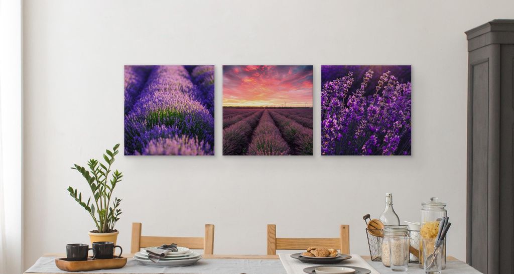 Leinwand Bilder Set 3 Bilder LAVENDEL Lavendelfeld Natur 3D Produktbild 6