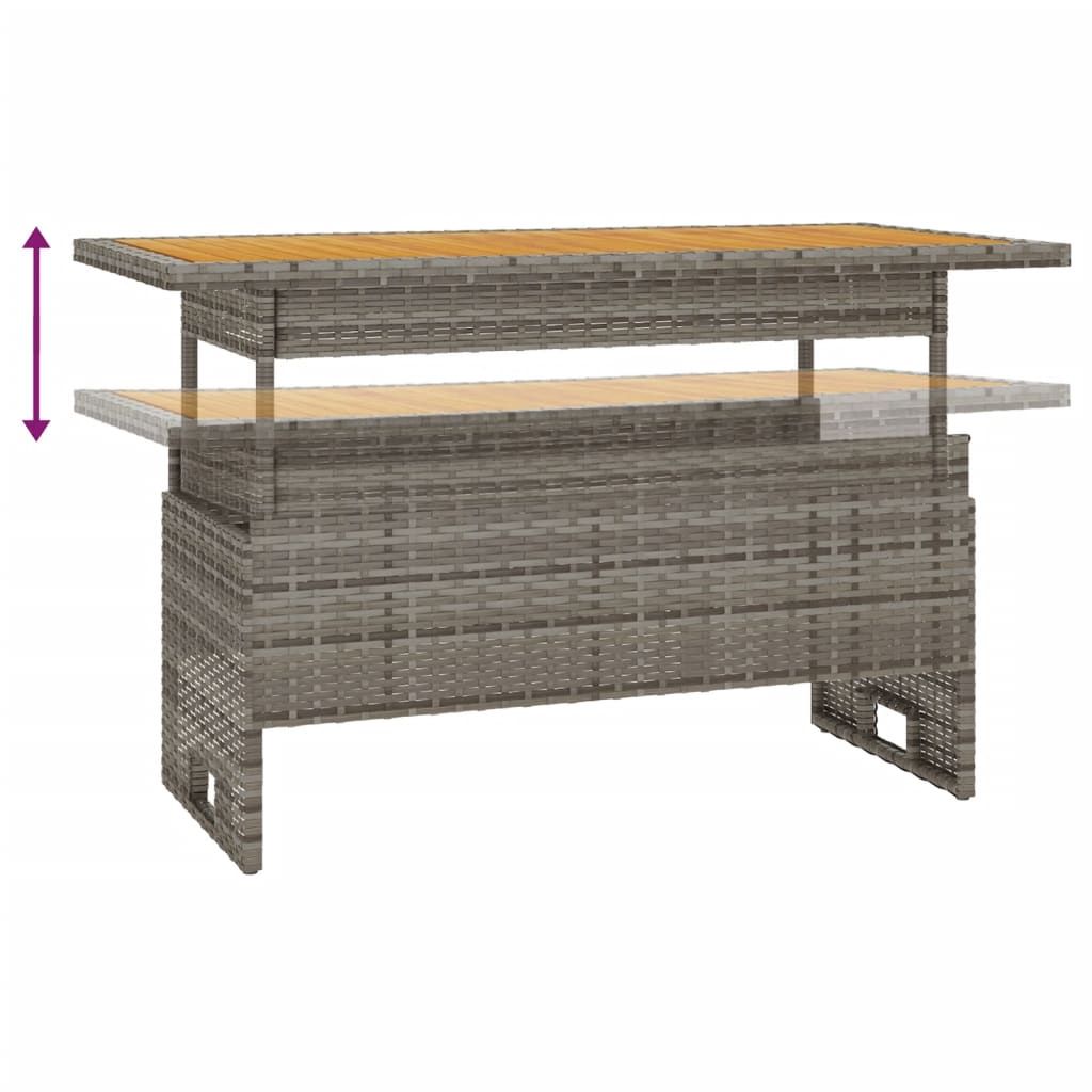 The Living Store Tavolo da giardino con piano in legno nero 150x90x75 cm in poly rattan